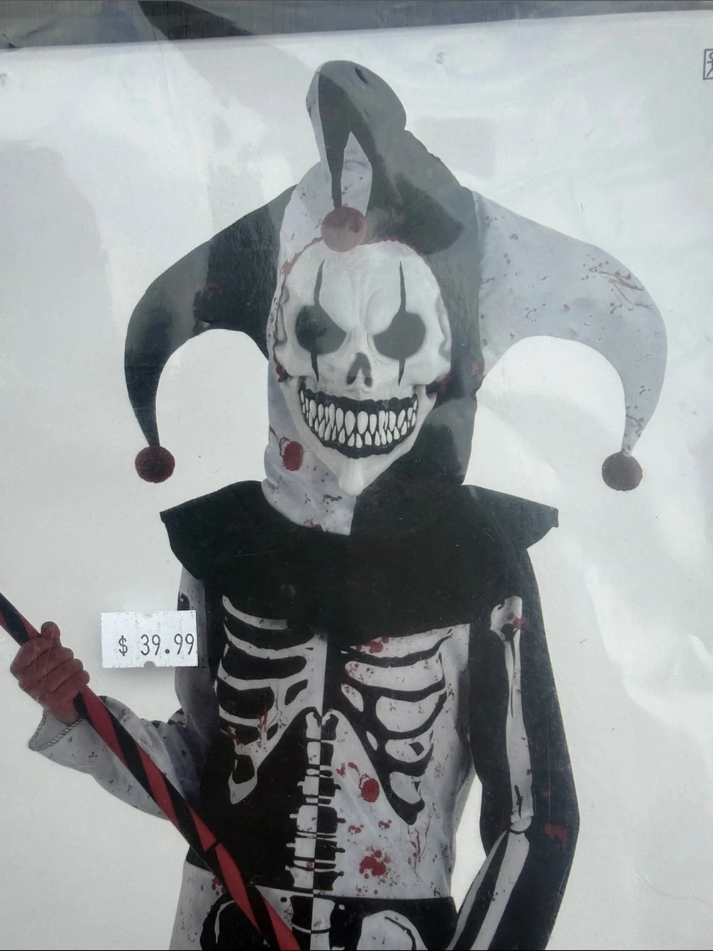 Child Small 4-6 Party City/Amscan Menacing Jester 3pc Costume Black, White & Red